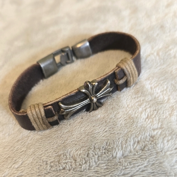Other - #571 Brown Leather Bracelet with Silver Accent